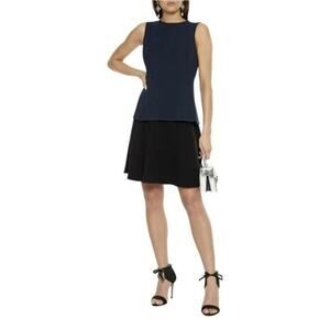 OSCAR DE LA RENTA Layered Two Tone Wool Blend Crepe Size 8 Dress